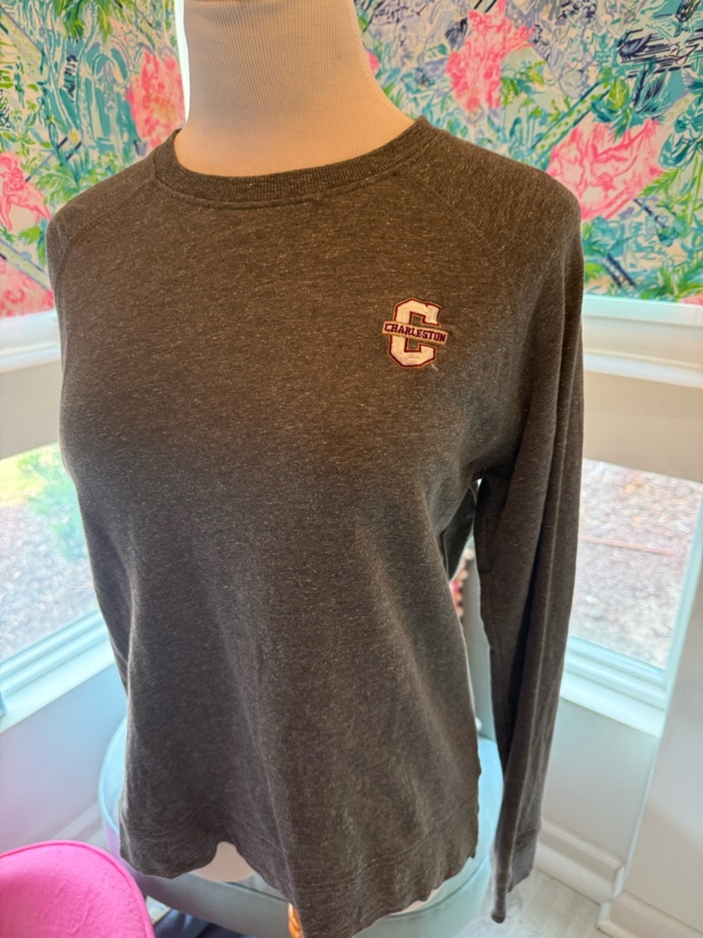 Peter Millar College of Charleston Heather Gray Crewneck Sweater